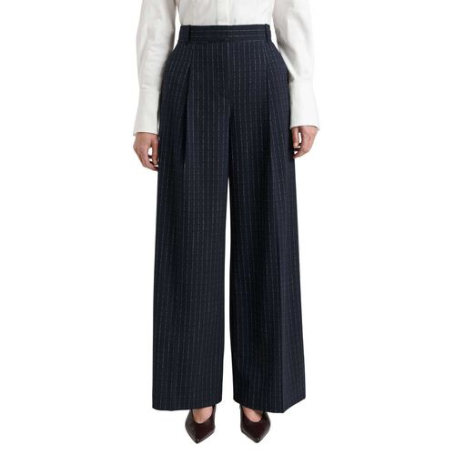Veronika Maine Navy Pinstripe Straight Leg Pant
